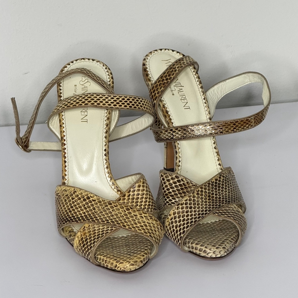 Authentic Yves Saint Laurent Rive Gauche Snakeskin Slingback Heels Size 38/9.5 - Picture 1 of 9